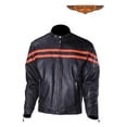 thumbnail image 1 of Dealer Leather  Mens Racer Jacket with Orange Racing Stripes - Medium, 1 of 1