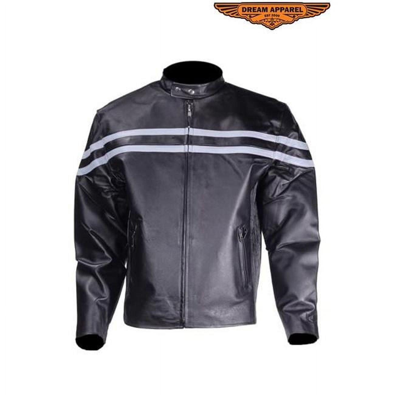 Dealer Leather Mens Racer Jacket with Orange Racing Stripes