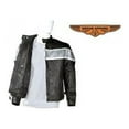 thumbnail image 1 of Dealer Leather MJ788-09-L Mens Racing Jacket with Broad Silver Stripe - Large, 1 of 1