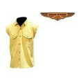 thumbnail image 1 of Dealer Leather MSL-YELLOW-L Mens Denim Yellow Sleeveless Shirt - Large, 1 of 1