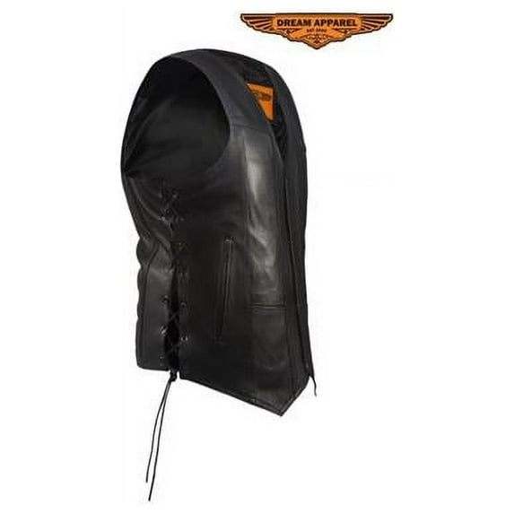Dealer Leather MV310-SS-60 Mens Plain Leather Motorcycle Vest - Size 60
