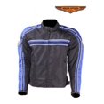 thumbnail image 1 of Dealer Leather  Mens Black Lightweight Textile Jacket with Blue Striped Design - Medium, 1 of 5