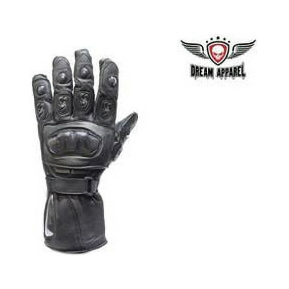 Dealer Leather Mens Leather Racing Gloves with Cloth Hook & Eye Strap - Small