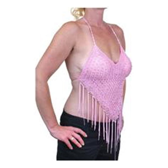 Dealer Leather SK918-PINK-XL-2XL Womens Pink Halter Top with Studs - Extra Large & 2XL