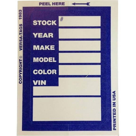 Dealer stock tags Decal-Versa