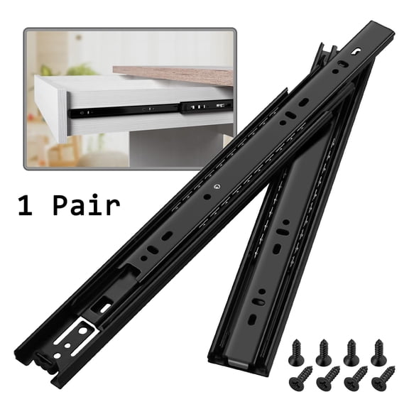 Deally 1 Pair Full Extension Ball Bearing Drawer Slides 10 Inch 100 LB Load Capacity Side Mount File Cabinet Rails Dresser Metal Runner Trash Can Kitchen (10 inch, Black)