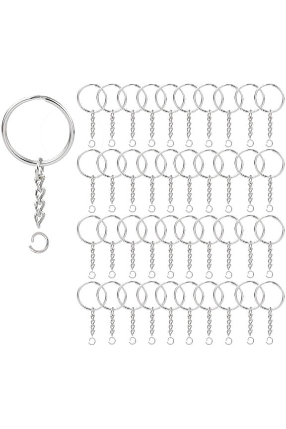 100 Pack Stainless Steel Keychain Rings with Chain and Open Jump Rings 1 Inch Split Round Key Rings for DIY Keychain Making Kit Craft Jewelry Supplies