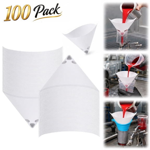 Deally 100PCS Paint Strainers Paper Cone Paint Mixing Cup Strainer Fine Mesh Filters Funnel Filter Disposable Spray Gun Sprayer Accessories Automotive Body Repair Paint Tools & Equipment