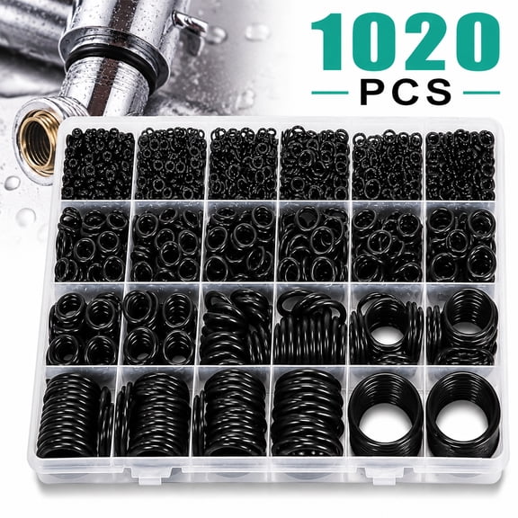 Deally 1020 Pcs O Ring Kit 20 Size Nitrile Rubber O Ring Assortment Set for Car Auto Vehicle Repair Faucet Plumbing Air or Gas Sealing Connections Resist Oil and Heat