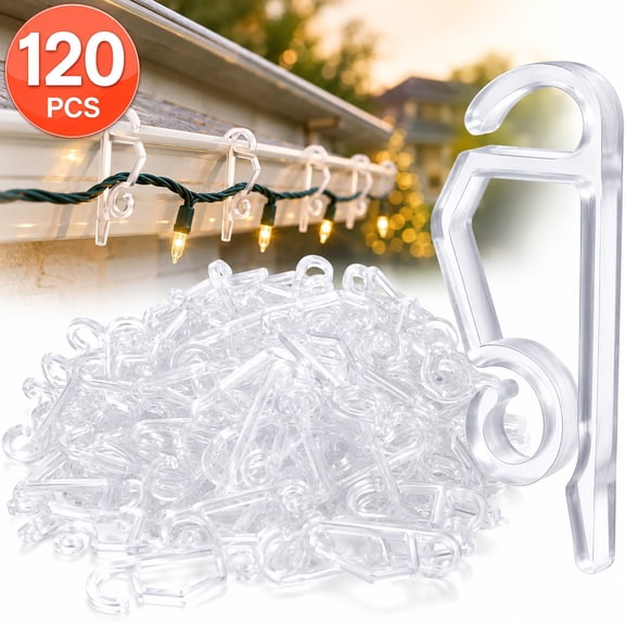 Deally 120 Pcs Christmas Light Clips Outdoor, Gutter Clips, Plastic Holiday Light Clips for Christmas Roof Tree Outside Hanging String Lights (Clear)