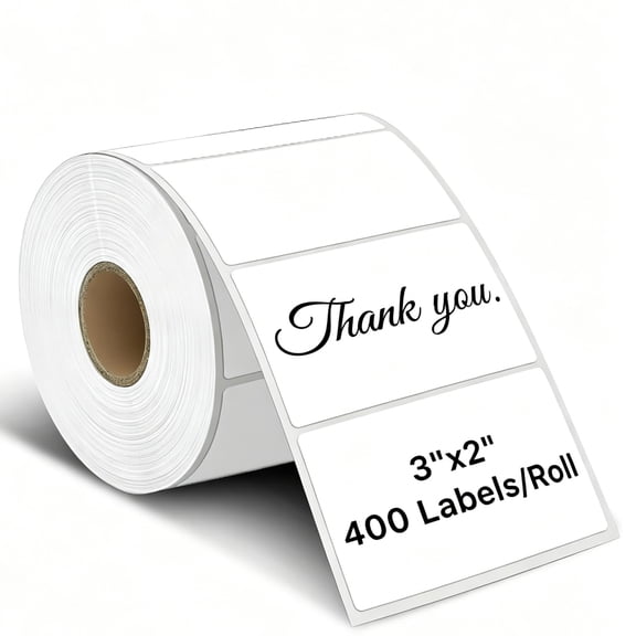 Deally 3" x 2" Thermal Labels, Rectangle Thermal Printer Stickers, Self-Adhesive Durable Sticker with Perforation Line, 400 Labels/Roll, White
