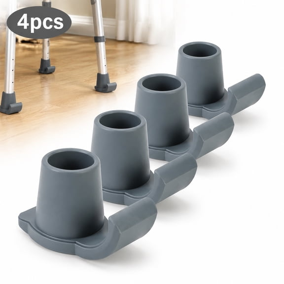 Deally 4 Pack Walker Ski Glides, Universal Slider for Walker Feet Glide, Durable Rubber Walker Slider, Easy Install Mobility Aids, Replacement Glide Caps for Seniors, Gray