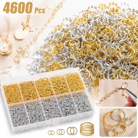 Deally 4600Pcs Silver and Gold Jump Rings with Open/Close Tools for Jewelry Making and Necklace Repair (Assorted Sizes)