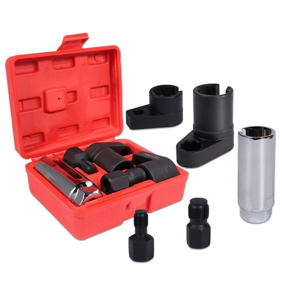 DEALLY 5 Piece Forged O2 Sensor Socket Set with Thread Chaser, Black automotive oxygen sensor tool