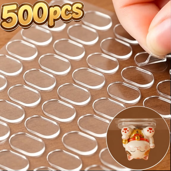 Deally 500 Pcs Double Sided Sticky Dots Clear Removable Adhesive Putty Poster Putty, Sticky Tack, Sticky Dots for Wall Hanging, Crafts, Balloons, Festival Party Decorations (0.31" X 0.51")