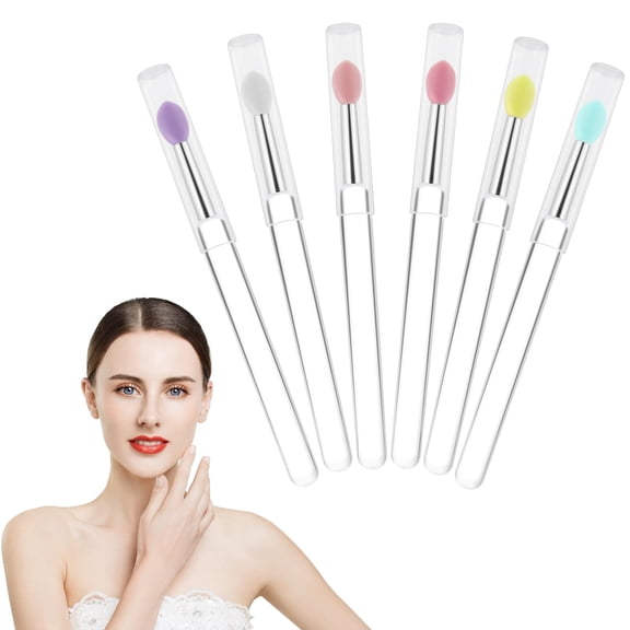 Deally 6 Pcs Reusable Silicone Lip Applicators Smooth Lip Gloss Wand Set for Precise Lipstick and Lip Mask Application Easy to Clean