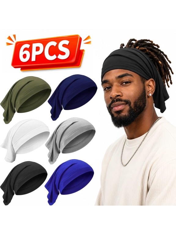 6 Pcs Spandex Dreadlock Cap - Dreadlock Tube Bands Unisex Men Women Elastic Hair Dreads Head Wraps Headbands for Dreads Accessories, 6 Colors