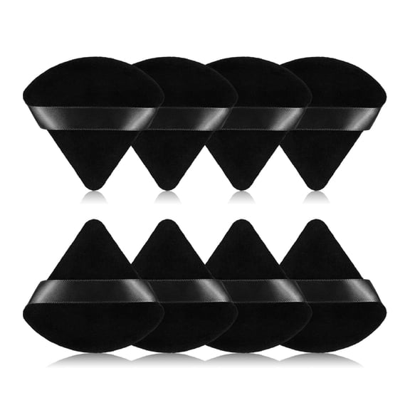 Deally 8 Pcs of Triangular Powder Puff Makeup Sponges  Soft Non-Latex Beauty Blender for Foundation Contouring and Detail Work Black