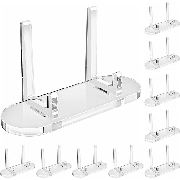 Deally Acrylic Display Stands for Trading Cards 10 Pack Clear Card Stands for Sports Cards Baseball Graded Card Display Collectibles 3.9 x 1.3 x 2.5 Inches