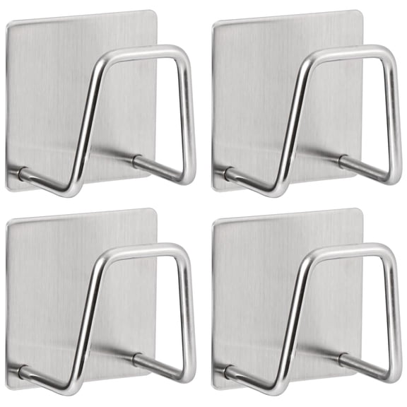 Deally Adhesive Sponge Holder for Kitchen Sink - Stainless Steel Scrubber Hanger Sink Caddy Accessories Storage Drain Rack Stand for Scratch Scrub Dishcloth Dishrag Steel Wool Strainer