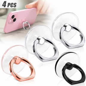 Deally Cell Phone Ring Holder, Transparent Ring Holder 360Rotation Finger Ring Stand, Clear Cell Phone Kickstand Compatible with Most of Phones, Tablet and Case (2Silver+1Black+1Rose Gold)