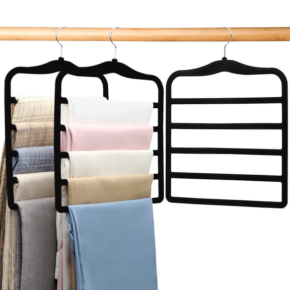 Deally Closet Organizers and Storage - 3 Pack Organization and Storage Pants-Hangers-Space-Saving, Velvet Hanger for Dorm Room for College Students Girls Boys Guys Hanging Scarf Jean