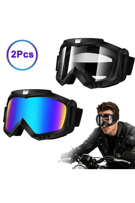 Dirt Bike Goggles 2 Pack - Motorcycle, ATV, Riding, Ski, Windproof Racing Glasses