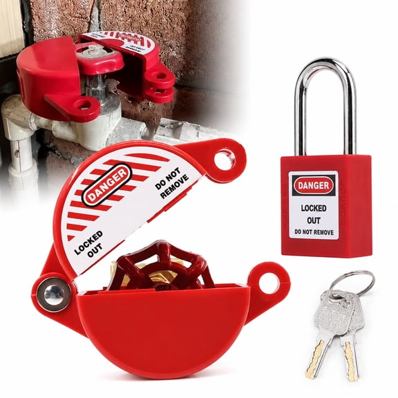 Deally Gate Valve Lockout Device and Safety Padlock, Outdoor Faucet Lock for Outdoor Faucet Knob/Water Spigot/Propane Tank, Suited for 1 to 2-1/2 in Dia Valve Handles