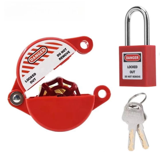 Deally Gate Valve Lockout Device and Safety Padlock, Outdoor Faucet Lock for Outdoor Faucet Knob/Water Spigot/Propane Tank, Suited for 1 to 2-1/2 in Dia Valve Handles