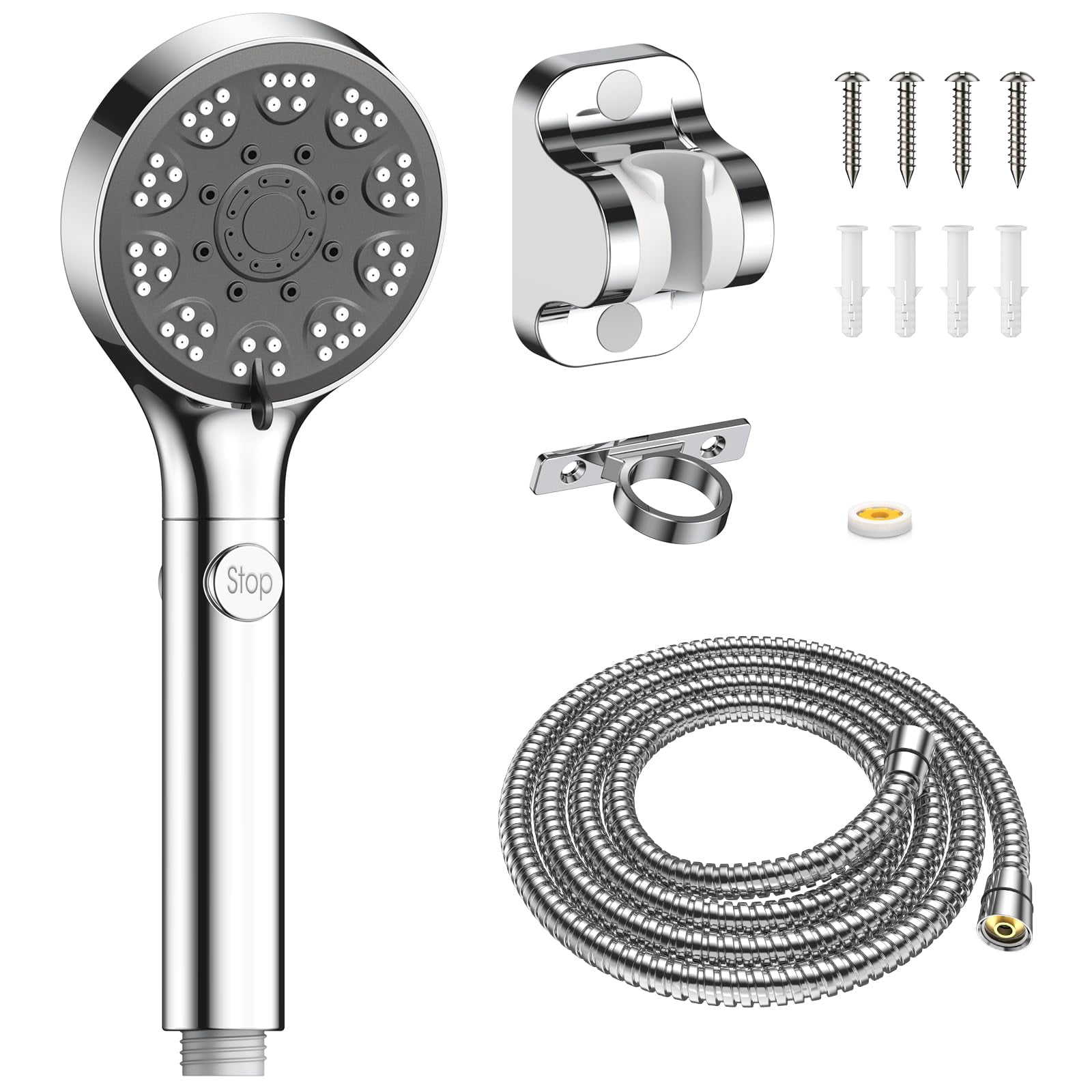 Deally RV Shower Head with Hose, High Pressure Handheld Shower Head with On Off Switch, 7 Mode Shower Head for RV/Campers, Travel Trailer