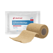 Dealmed 2" x 5 yd. Non Adherent Cohesive Bandage Wrap, Tan Color (Pack of 12)