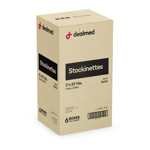 Dealmed 3" Cotton Stockinette | Tubular Knitted Constructed Sleeve for Skin Protection and Keep Dressings in Place (Pack of 6)