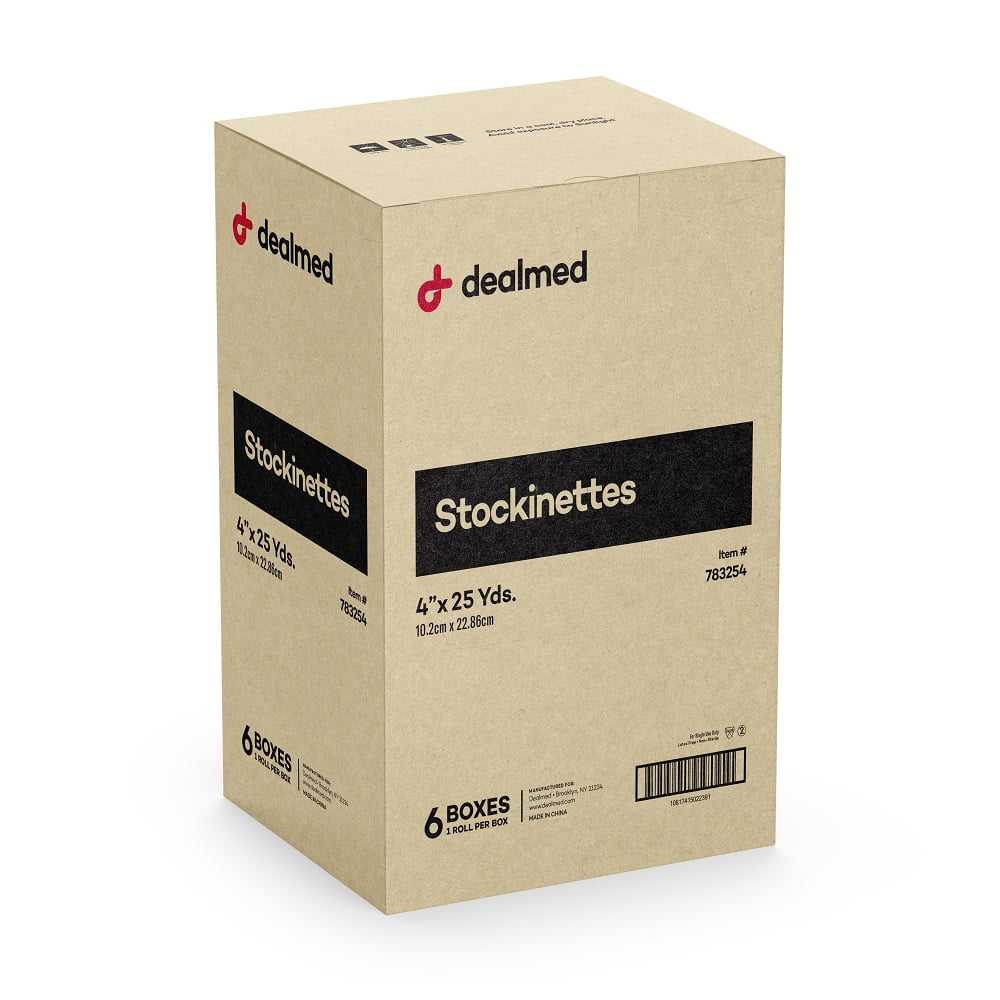 Dealmed 4" Cotton Stockinette | Tubular Knitted Constructed Sleeve for Skin Protection and Keep Dressings in Place (Pack of 6)