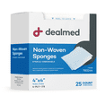 thumbnail image 1 of Dealmed 4" x 4" Premium Non-Woven Sponges, 4-Ply Absorbent Gauze Pads for First Aid Kits and Medical Facilities, Sterile 2's, 25 Pouches/Box (Pack of 1), 1 of 7