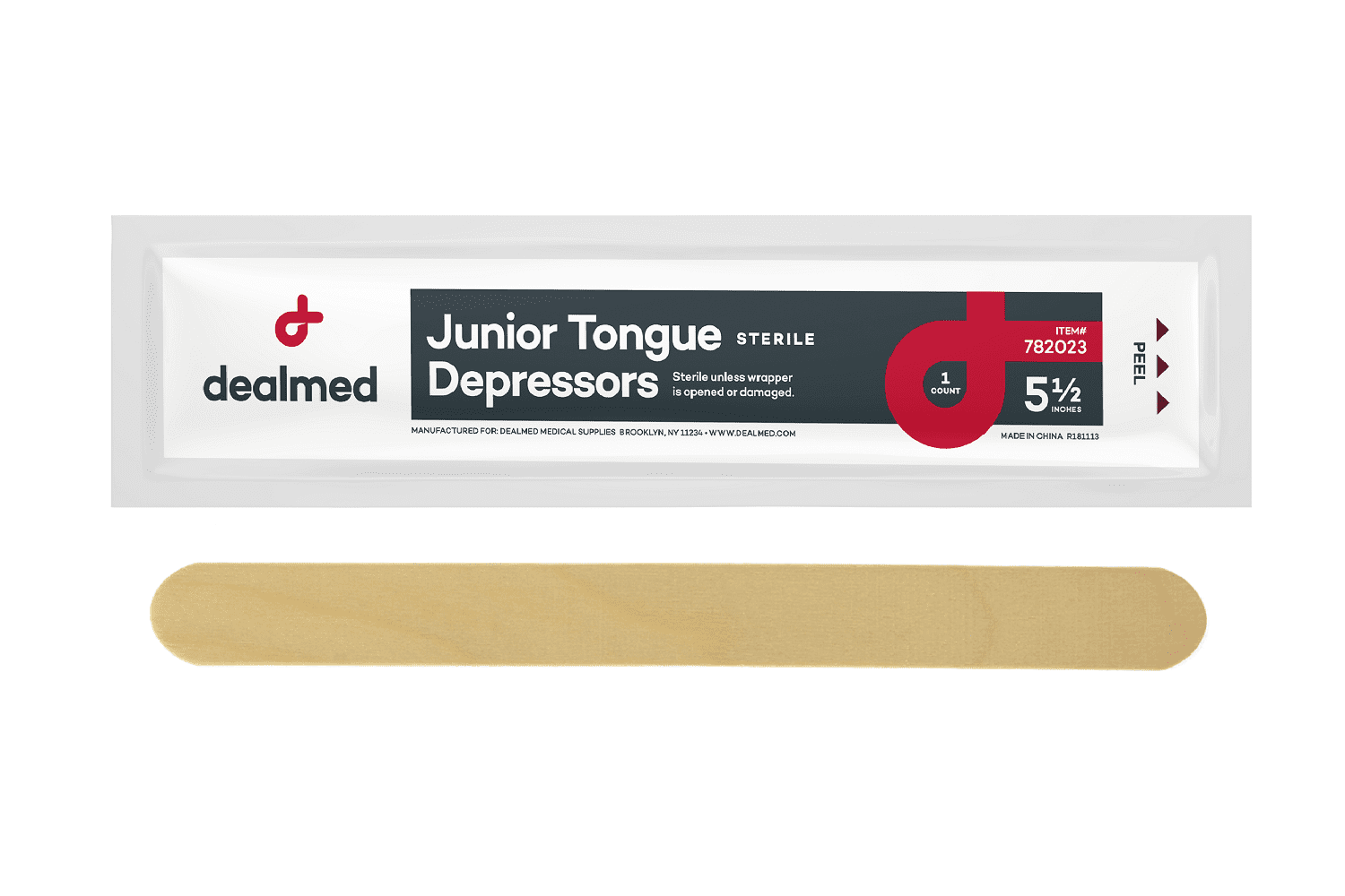 Dealmed 5.5" Junior Tongue Depressors Sterile, Individually Wrapped