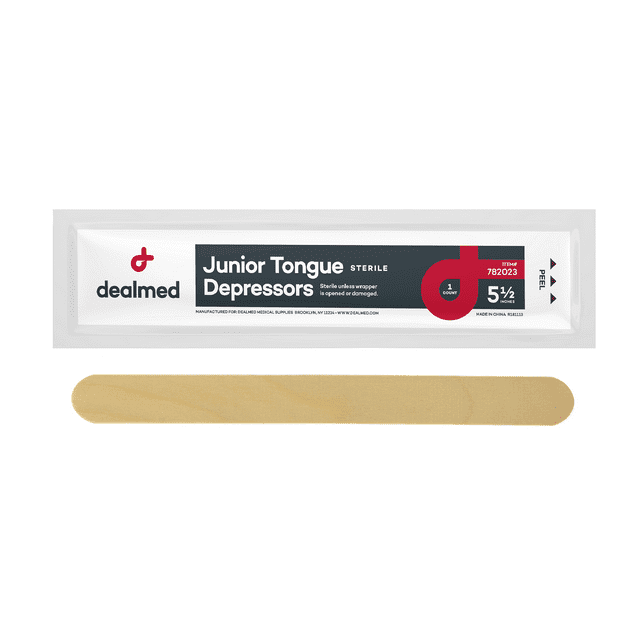 Dealmed 5.5" Junior Tongue Depressors Sterile, Individually Wrapped