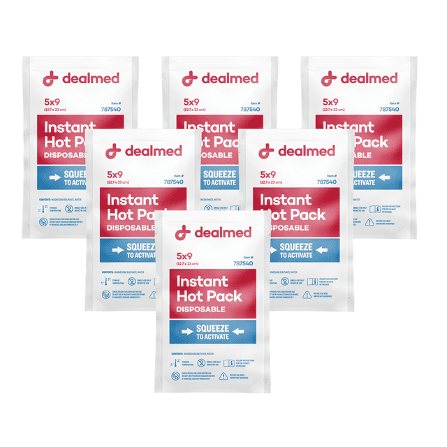 Dealmed 5” x 9” Instant Hot Packs for Emergency Heat Therapy & Pain