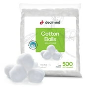 Dealmed 500 ct. Cotton Balls for Face, Makeup, Medical Uses, & DIY Crafts | Non-Sterile Bulk Pack | Resealable Zip-Locked Bag | 100% Pure Cotton, Soft, Absorbent, Gentle (Pack of 1)
