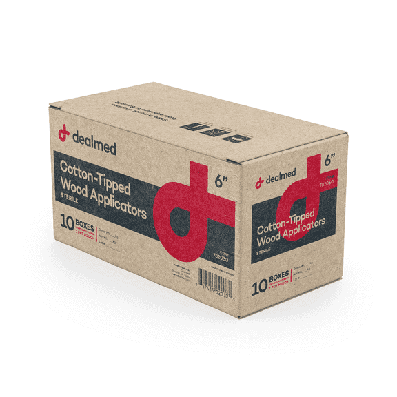 Dealmed 6" Cotton-Tipped Applicator with Wooden Shaft, Sterile (6" Sterile 2000/(Case)