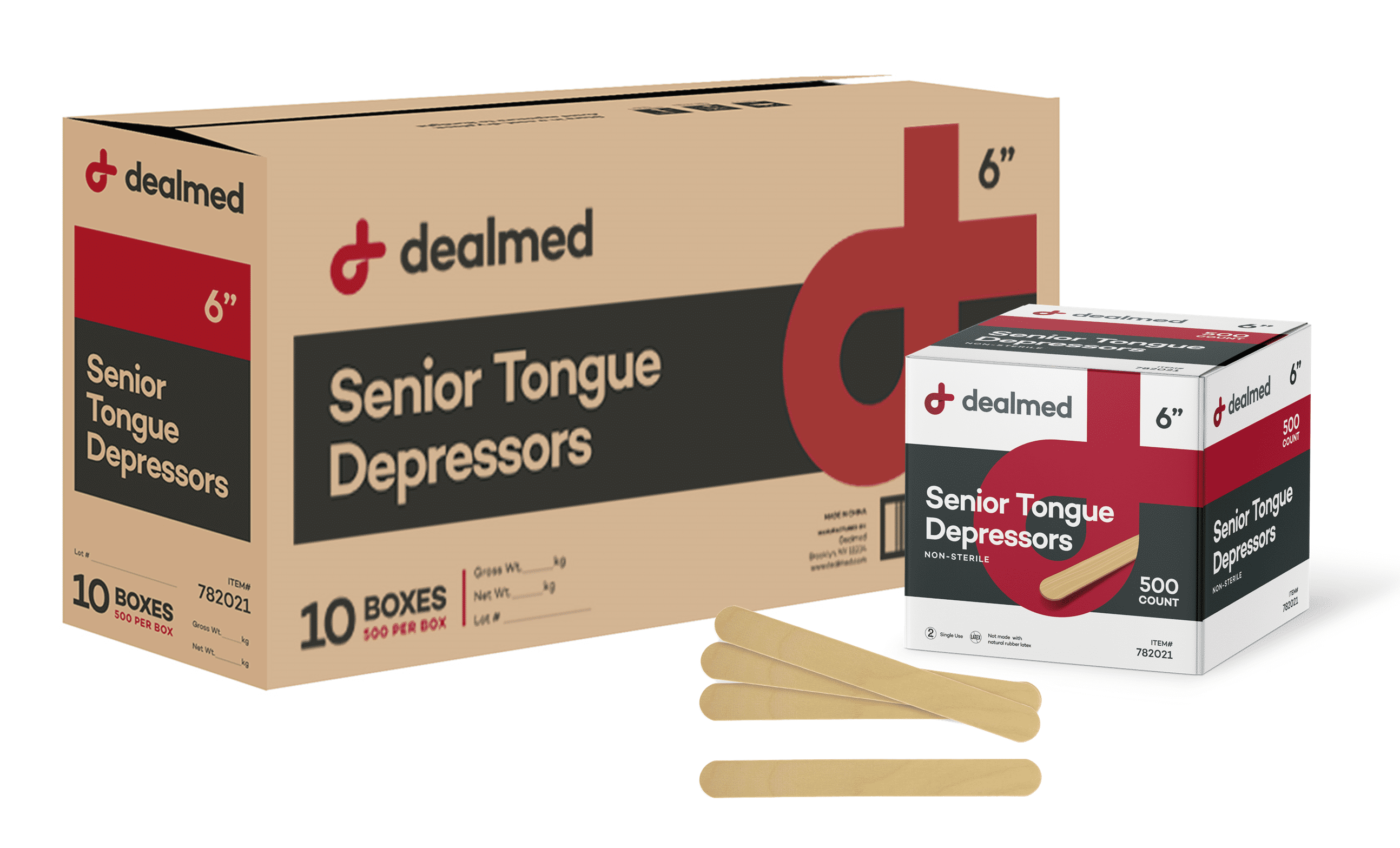 Dealmed 6" Senior Tongue Depressors NonSterile, Unwrapped for