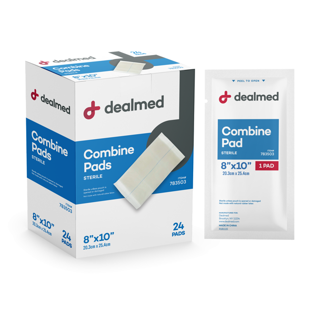 Dealmed 8" x 10" Sterile Abdominal (ABD) Combine Pads, Individually