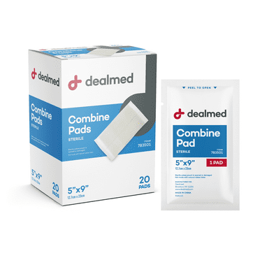 Dealmed Abdominal Combine Pads | Individually Wrapped, Absorbent, Latex-Free, Non Adherent | Abdominal Pads for Wound Care, Drainage, First Aid Kit | Sterile ABD Pads 5x9 in | 20/Box (Pack of 1)