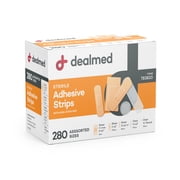 مجموعة متنوعة من الضمادات اللاصقة من Dealmed، شرائط ضمادات غير لاصقة، معقمة، جروح طفيفة، عبوة من 280 قطعة