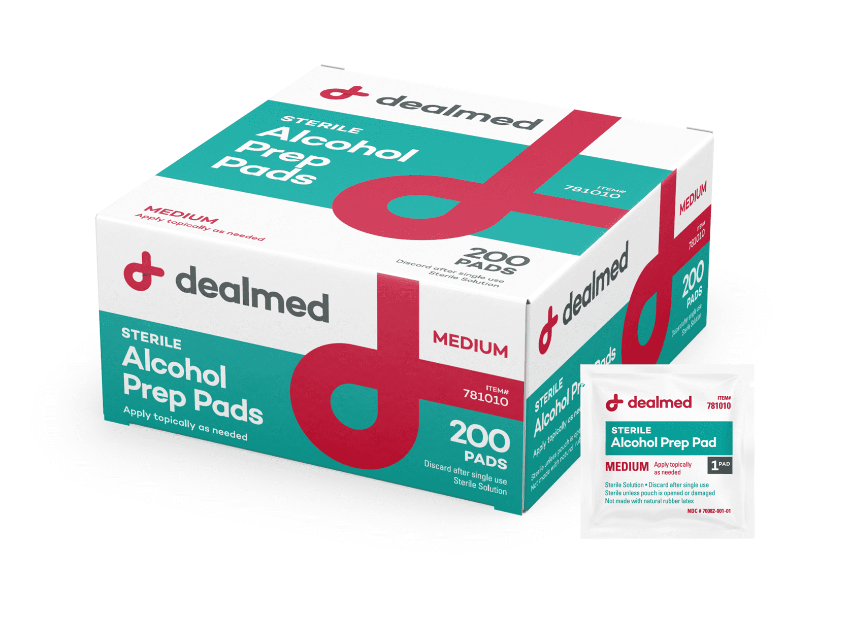 Dealmed Alcohol Prep Pads Medium Size, LatexFree, Gamma Sterilized