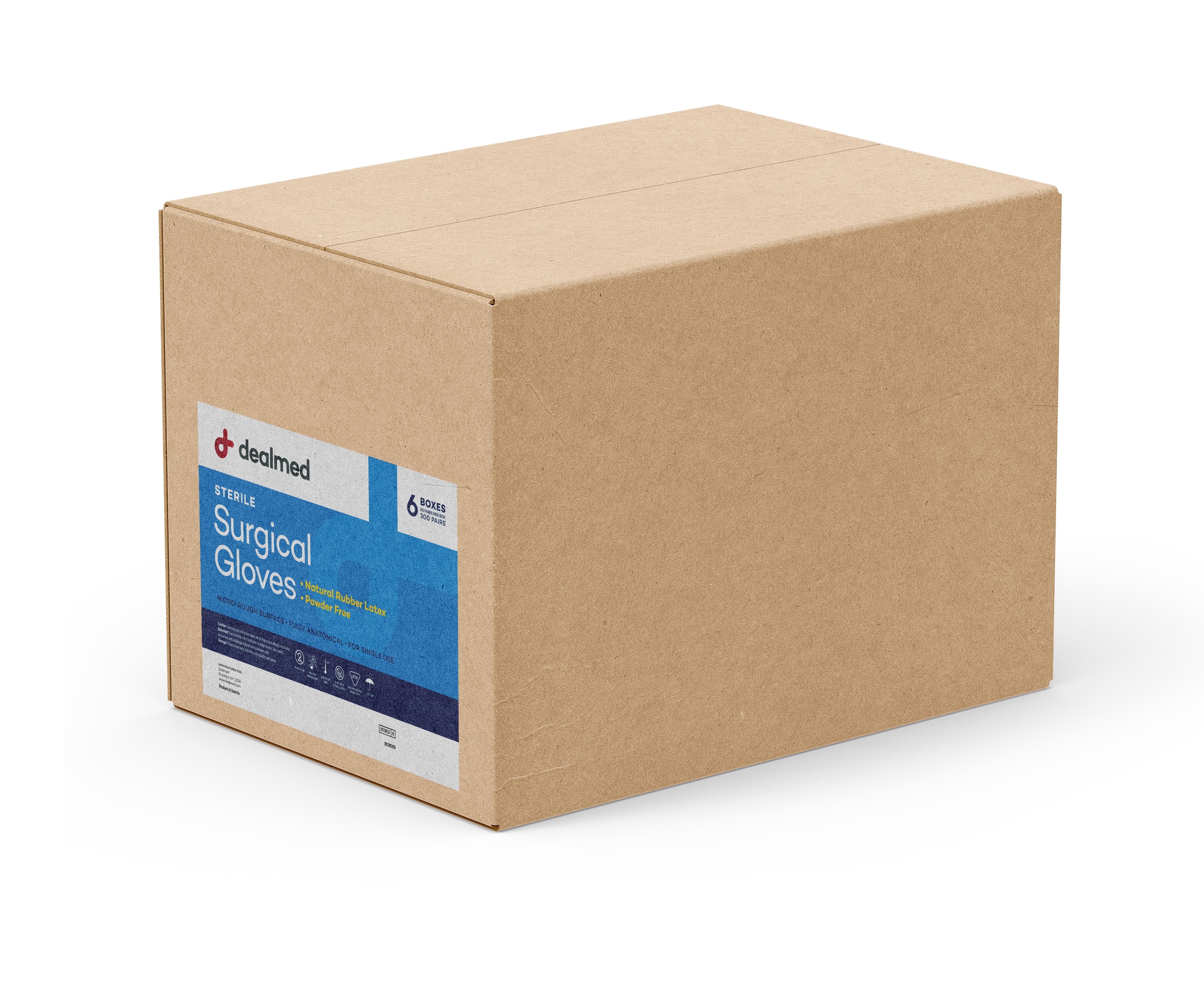 Dealmed Latex Gloves, Sterile, Individually Wrapped, Multi-Layer, Size 9 (300 Pairs/Case)