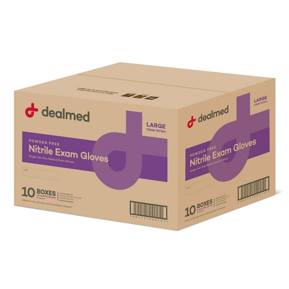 Dealmed Disposable Nitrile Exam Gloves for Hospitals, Law Enforcement, First Aid, Large (2000/Case)