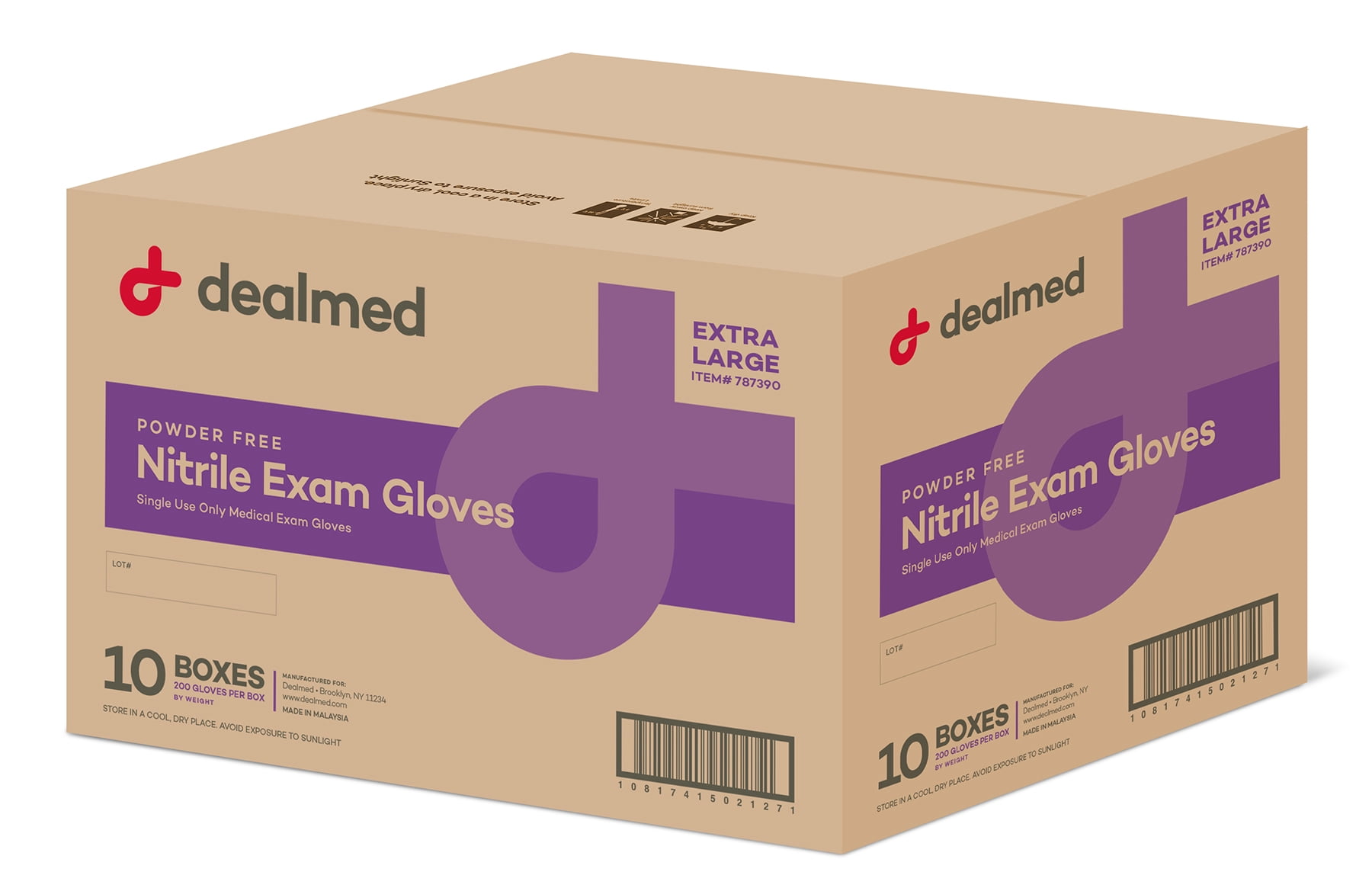 Dealmed Disposable Nitrile Exam Gloves for Hospitals, Law Enforcement, First Aid, X-Large (1800/Cs)