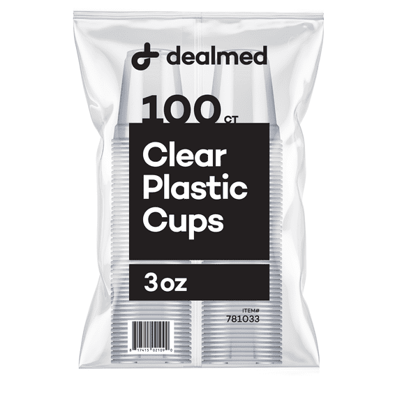 Dealmed Disposable Plastic Cups – 100% Recyclable Cups, Ideal for Doctor's Offices, School Nurse's, Hospitals, at Home and More (Pack of 100, 3 oz.)