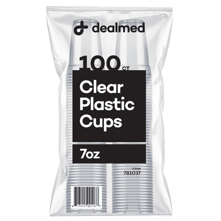 Dealmed Disposable Plastic Cups – 100% Recyclable Cups, Ideal for Doctor's Offices, School Nurse's, Hospitals, at Home and More (Pack of 100, 7 oz.)
