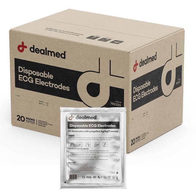 Dealmed Disposable Snap ECG Electrodes with Pregelled Ag/AgCl Sensor ...